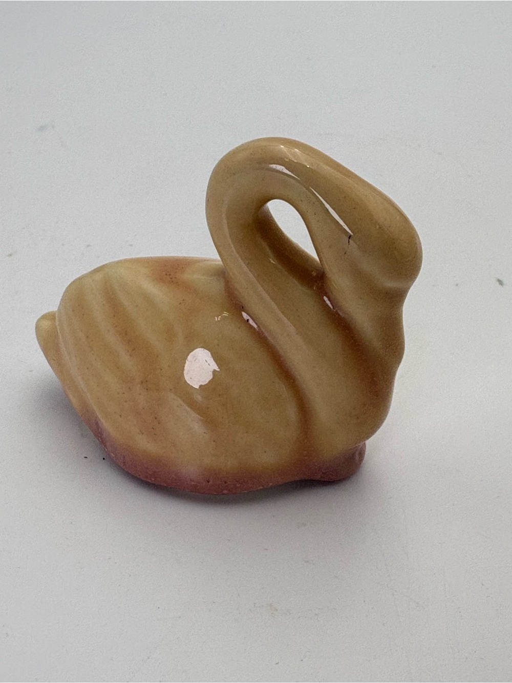 Vintage Swan Figurine in Cream and Light Pink/Peach